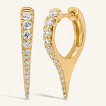0.40 TCW Round Cut Moissanite Unique Shape Hoop Earrings in Gold 1