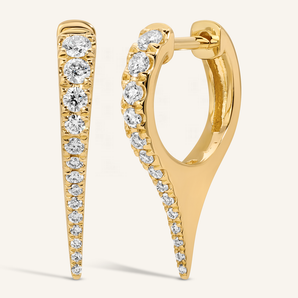 0.40 TCW Round Cut Moissanite Unique Shape Hoop Earrings in Gold