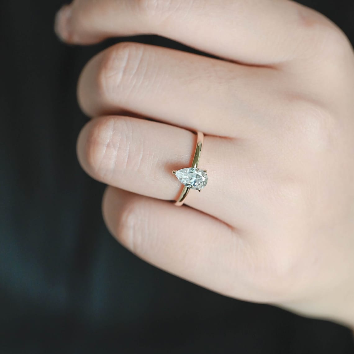 Stunning 3.0 CT Pear Moissanite Engagement Ring with Solitaire Design 10