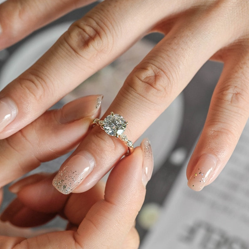 Stunning 2.0 CT Round Moissanite Engagement Ring with Pave Design 10