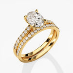 1.50 Oval Cut Moissanite Bridal Ring Set with Round Wedding Bands 2