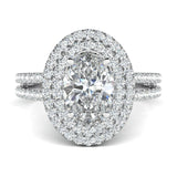 Stunning 0.5 CT Oval Moissanite Stones Engagement Ring In Double Halo & Pave Design 1