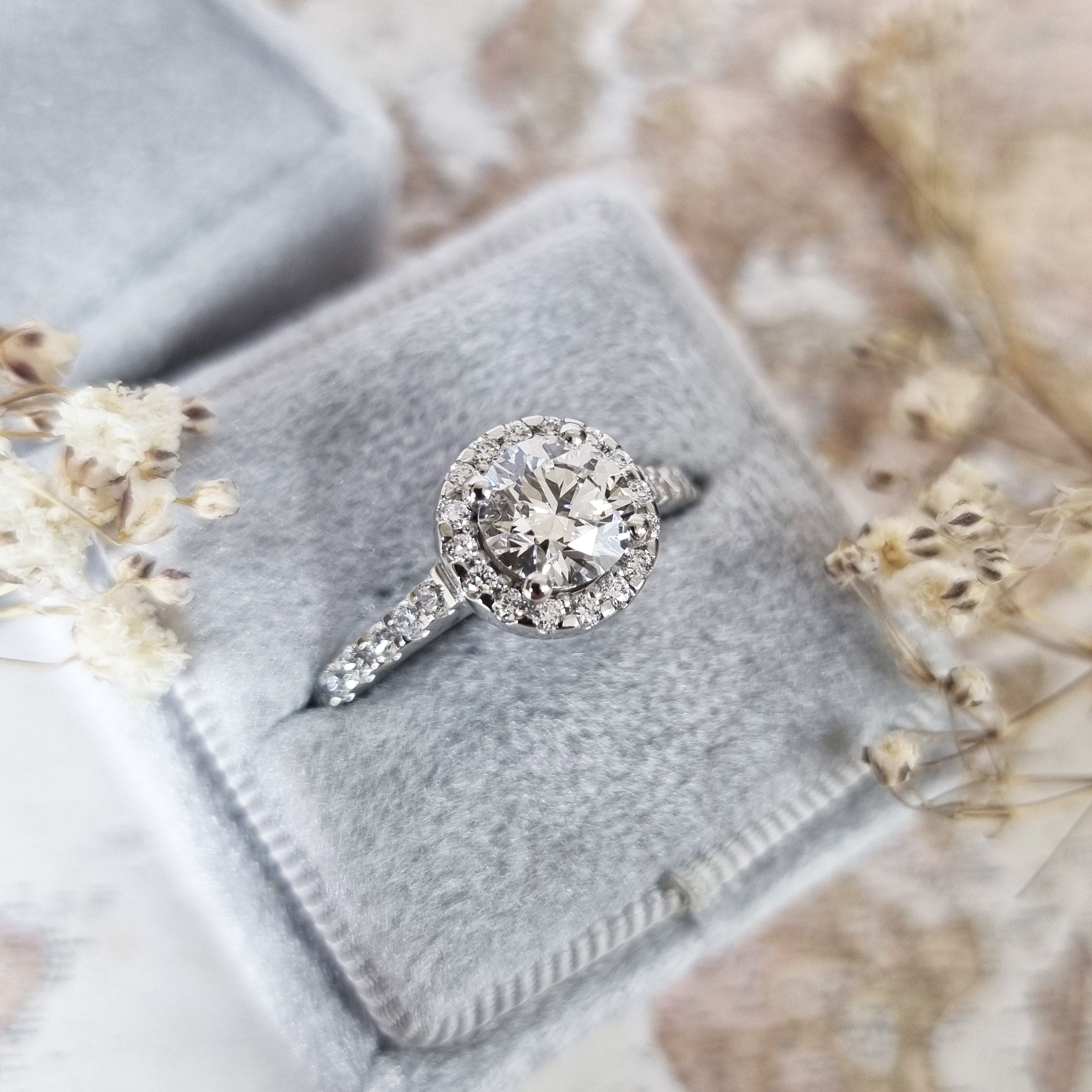 Round Halo & Pave Lab Grown Diamond Engagement Ring