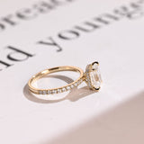 Stunning 1.0 - 2.0 CT Radiant Moissanite Engagement Ring with Pave & Hidden Halo Design 7