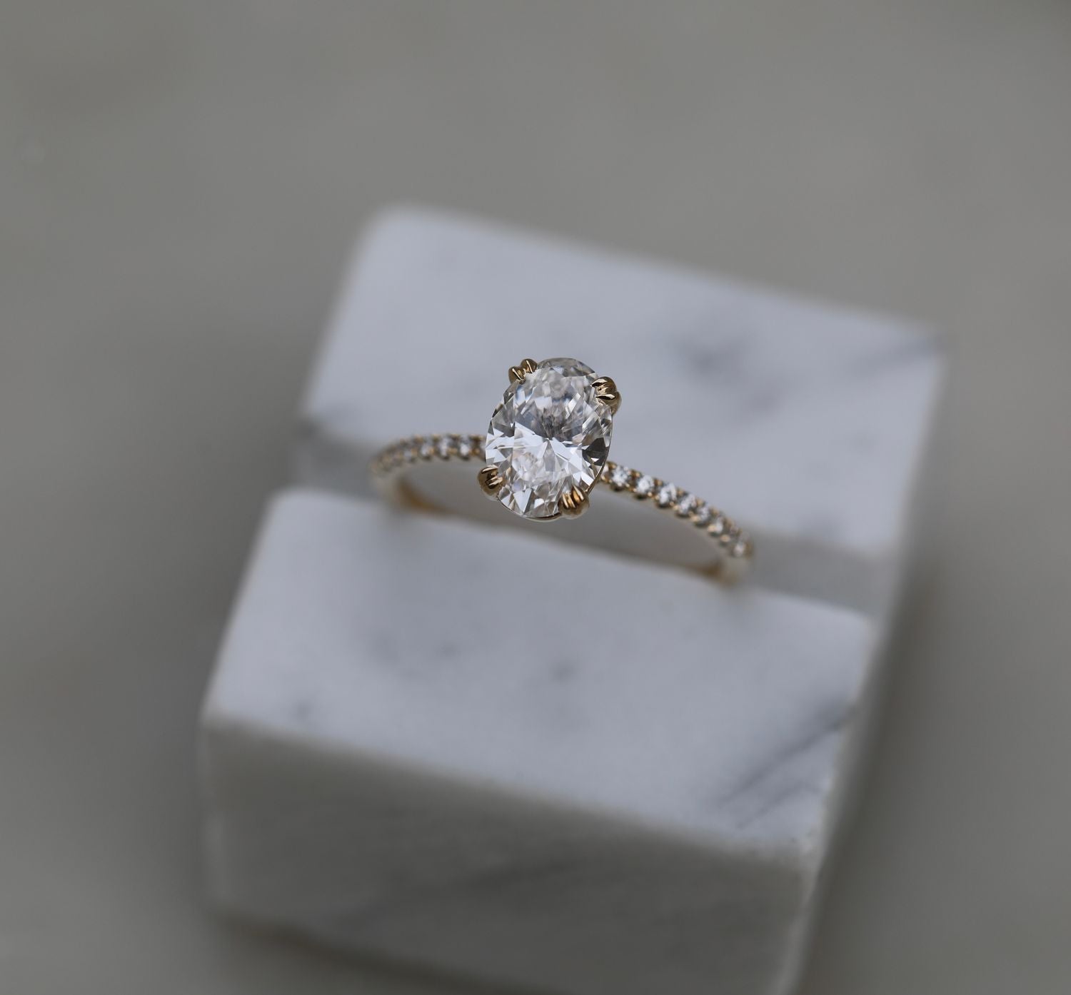 1.21 CT Oval Cut Pave CVD E/VS1 Diamond Engagement Ring 2