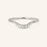 Stunning 0.2 TCW Round Moissanite Stones Curved Wedding Bands 3