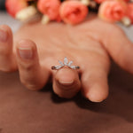 0.15 TCW Marquise Cut Moissanite Bridal Wedding Band With Curved Shank 3