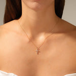 0.30 TCW Round Moissanite Diamond Cross Pendant Necklace in Solid Gold 6