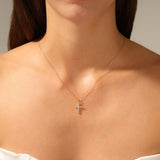 0.30 TCW Round Moissanite Diamond Cross Pendant Necklace in Solid Gold 6
