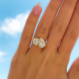 Stunning 1.75 & 4 CT Emerald, Pear Moissanite Engagement Ring with Two Stone Design 5