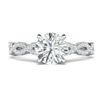 Stunning 0.5 CT Round Moissanite Stones Engagement Ring In Twisted Pave Design 1