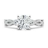 Stunning 0.5 CT Round Moissanite Stones Engagement Ring In Twisted Pave Design 1