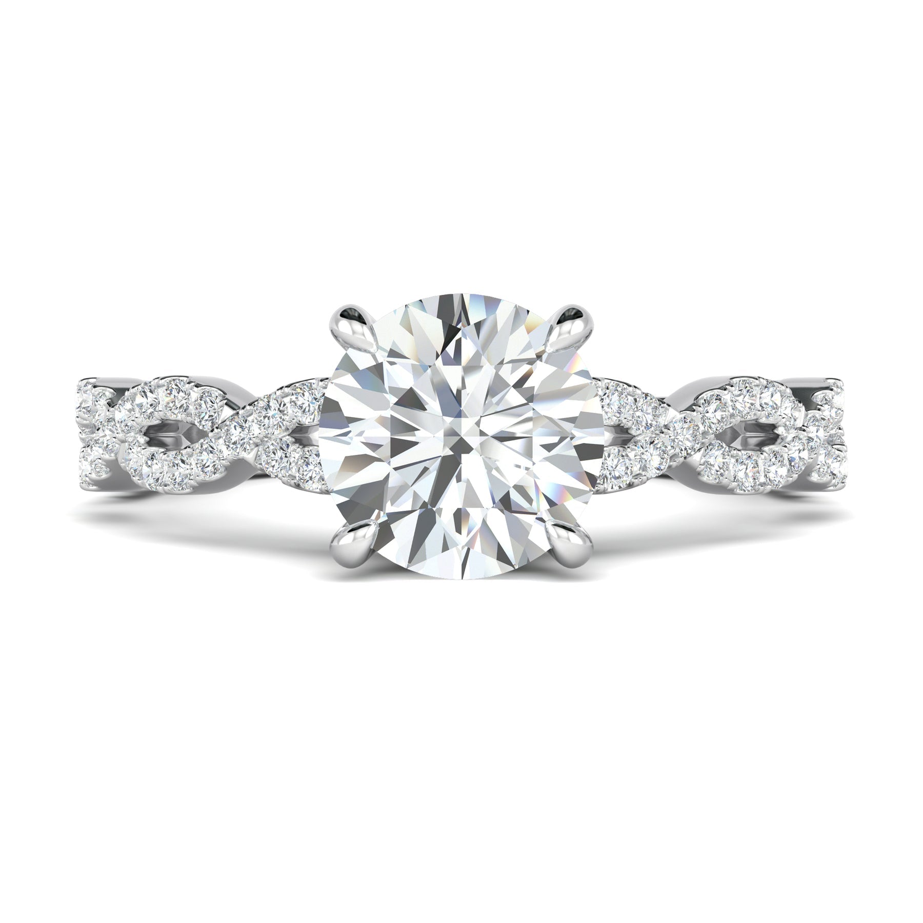 Stunning 0.5 CT Round Moissanite Stones Engagement Ring In Twisted Pave Design 1