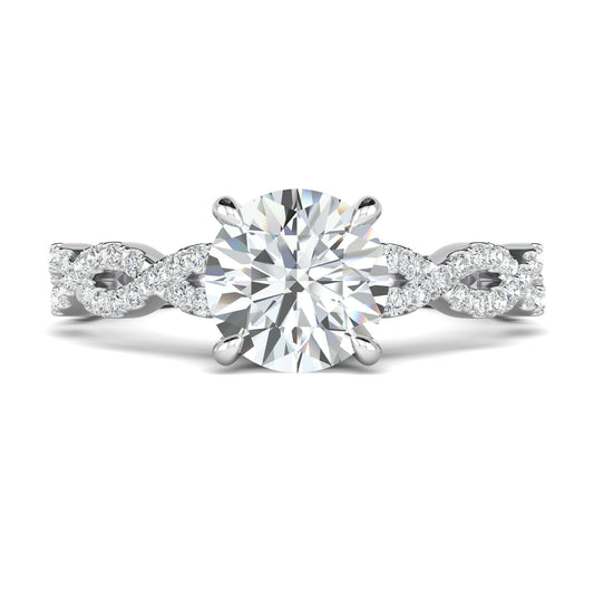Stunning 0.5 CT Round Moissanite Stones Engagement Ring In Twisted Pave Design 1