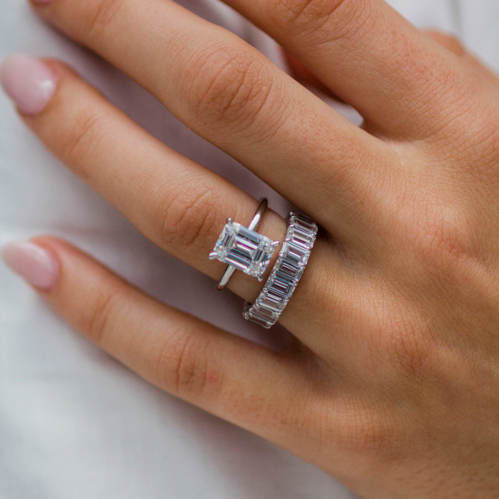 Emerald Cut Solitaire Style Cubic Zirconia in 925 Sterling Silver Ring 1