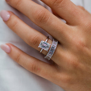 Emerald Cut Solitaire Style Cubic Zirconia in 925 Sterling Silver Ring