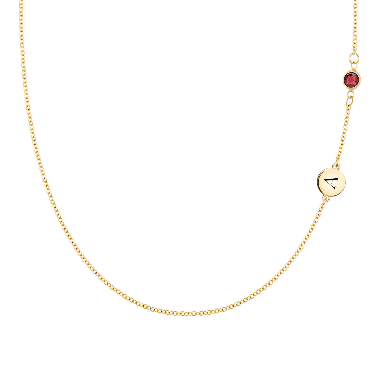 0.25 CT Round Garnet Lab Made Diamond- January Birthstone Necklace 1