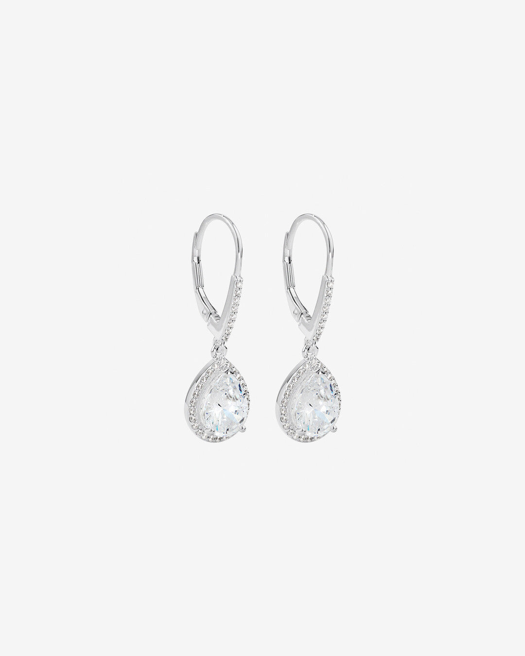Round Cut Cubic Zirconia in 925 Sterling Silver Earrings 1