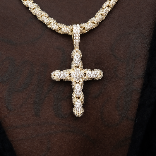 4 CT Round Moissanite Cross Style Silver Pendant for Him 2