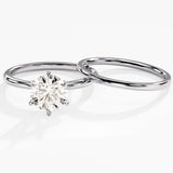 1.50 CT Round Cut Moissanite Solitaire Bridal Ring Set with Plain Wedding Bands 4