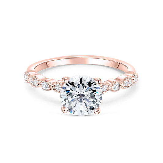 Stunning 1.5 CT Round Moissanite Engagement Ring in Pave Design 1
