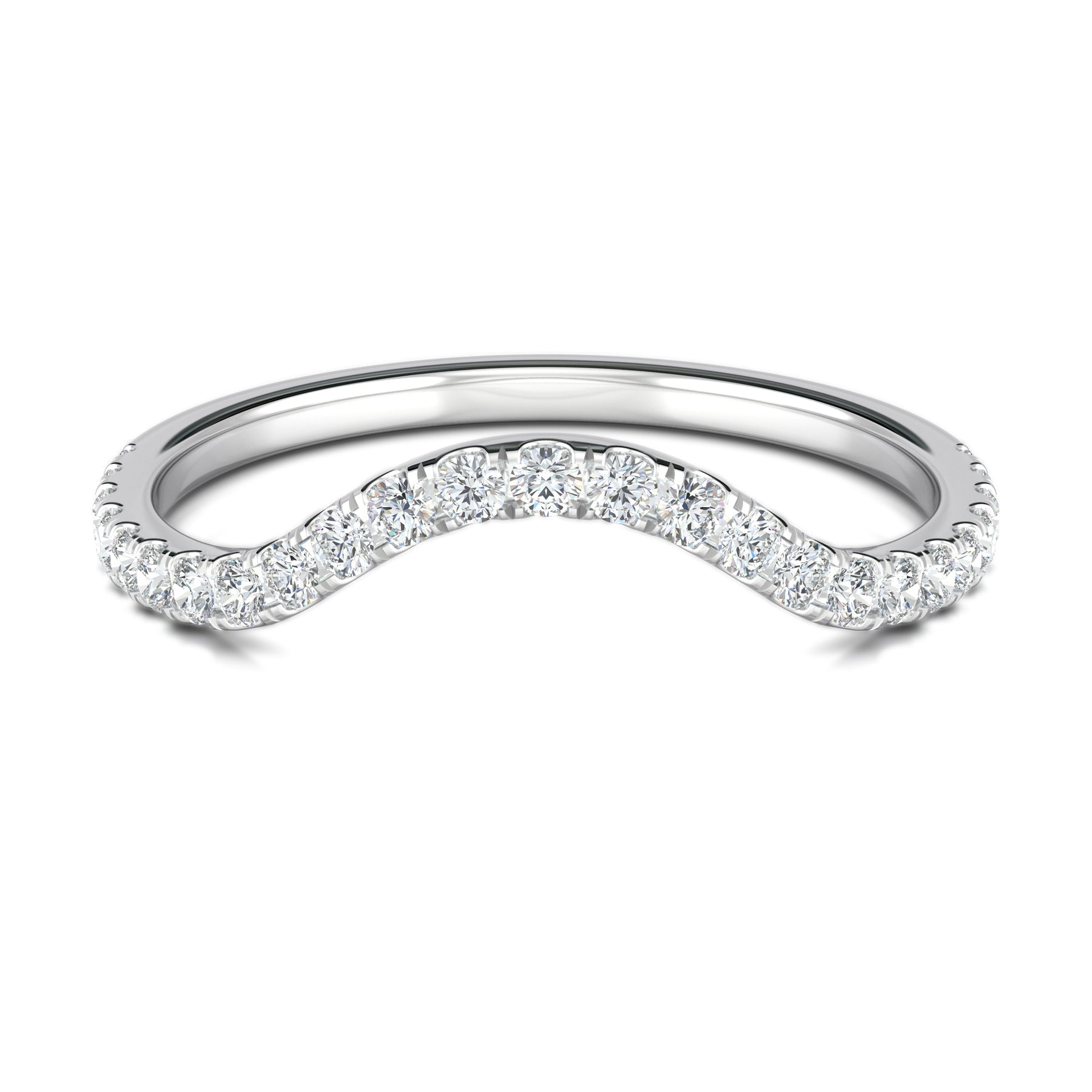 Stunning 0.2 TCW Round Moissanite Stones Curved Wedding Bands 1