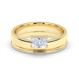 Delicate 0.60 CT Moissanite Solitaire Men's Wedding Band with Radiant Cut Stones in Solid Gold 1