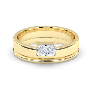 Delicate 0.60 CT Moissanite Solitaire Men's Wedding Band with Radiant Cut Stones in Solid Gold