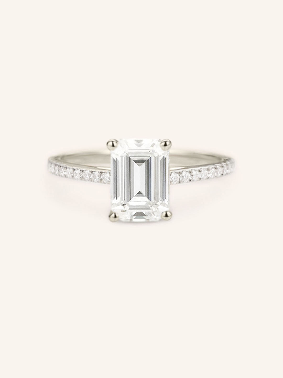 Stunning 1 CT Emerald Moissanite Engagement Ring with Pave Design 3