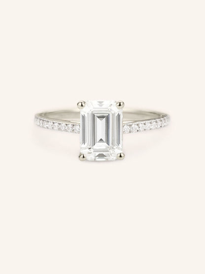 Stunning 1 CT Emerald Moissanite Engagement Ring with Pave Design 3
