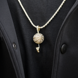10 CT Round Moissanite Iced Basketball Silver Pendant for Him 3