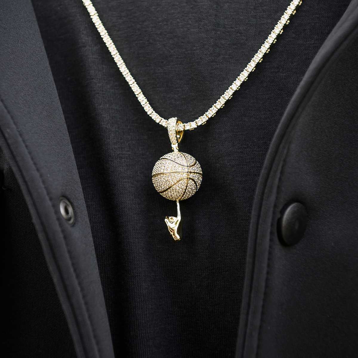 10 CT Round Moissanite Iced Basketball Silver Pendant for Him 3