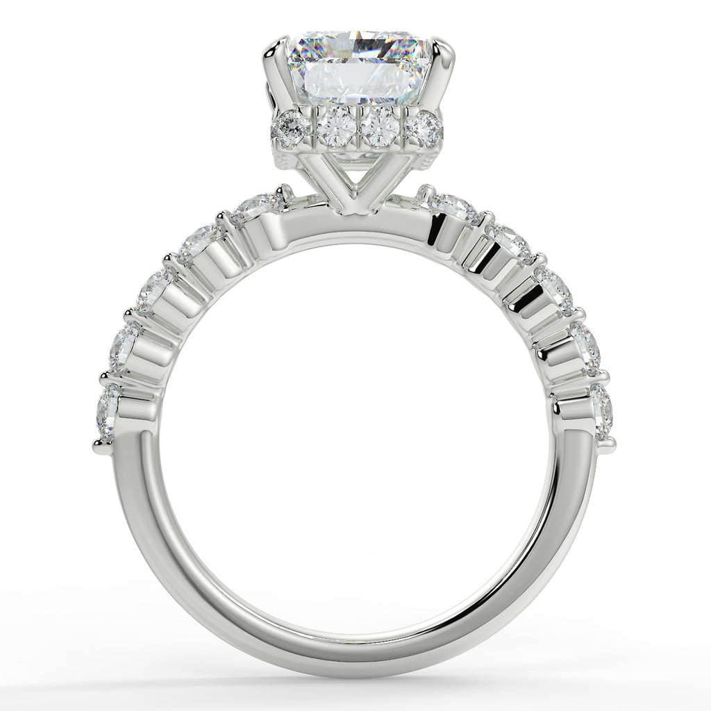 Stunning 2.50 CT Radiant Moissanite Engagement Ring with Hidden Halo & Pave Design 6
