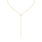 0.04 CT Round Moissanite Diamond Bezel Lariat Necklace in Solid Gold 3