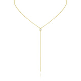 0.04 CT Round Moissanite Diamond Bezel Lariat Necklace in Solid Gold 3
