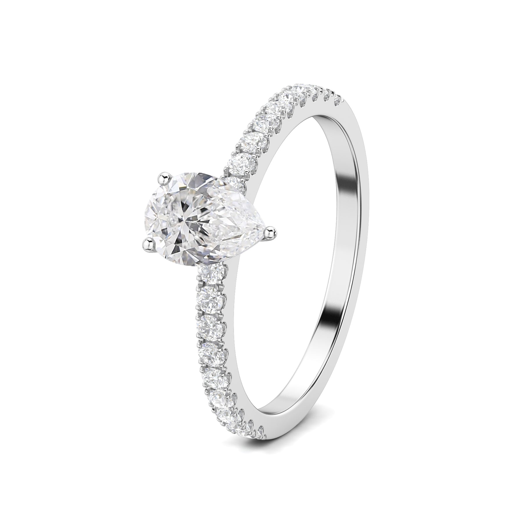 Stunning 0.5 CT Pear Moissanite Stones Engagement Ring In Pave Design 2