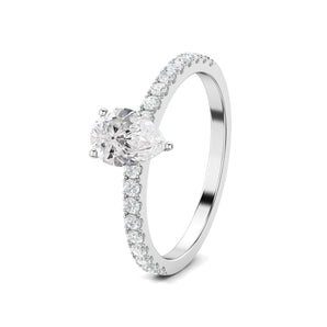 Stunning 0.5 CT Pear Moissanite Stones Engagement Ring In Pave Design