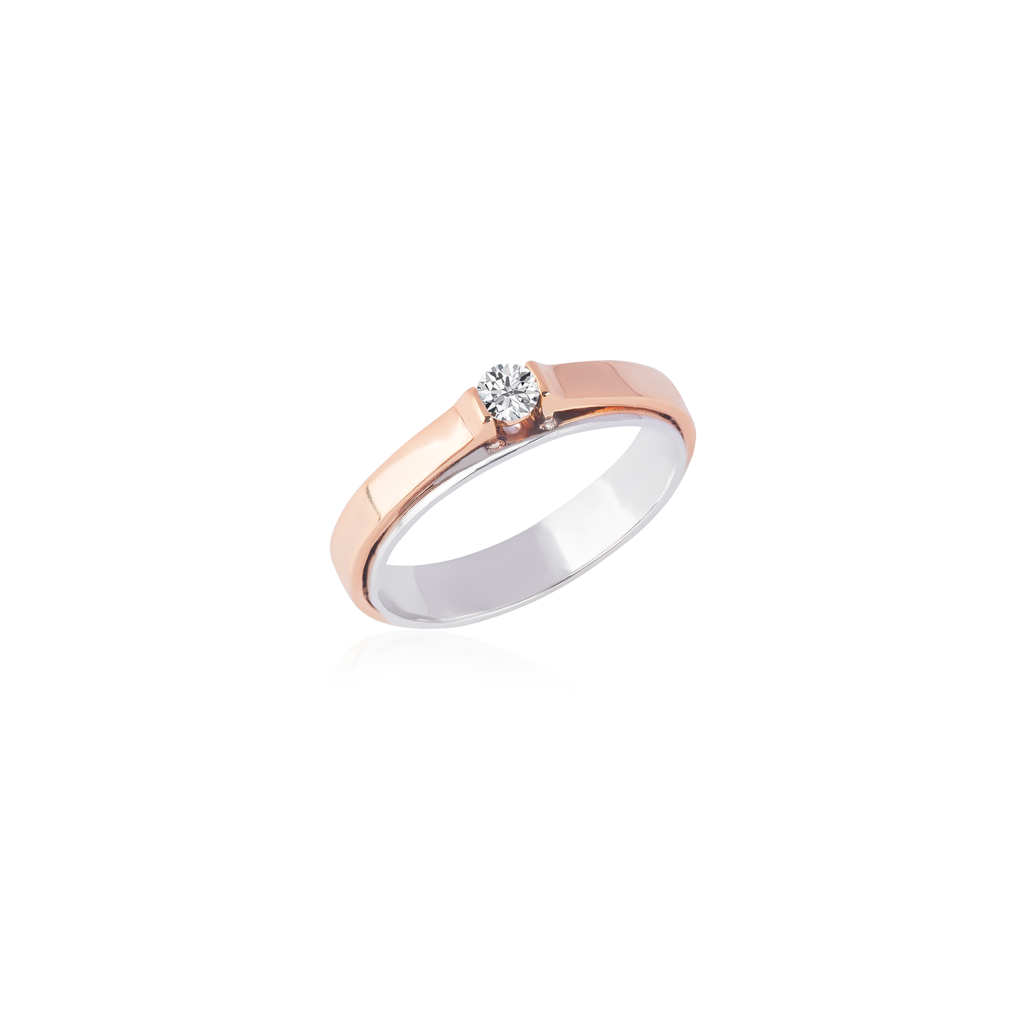 Delicate Moissanite Solitaire Men's Wedding Band with Round Cut Stones in Solid Gold 1