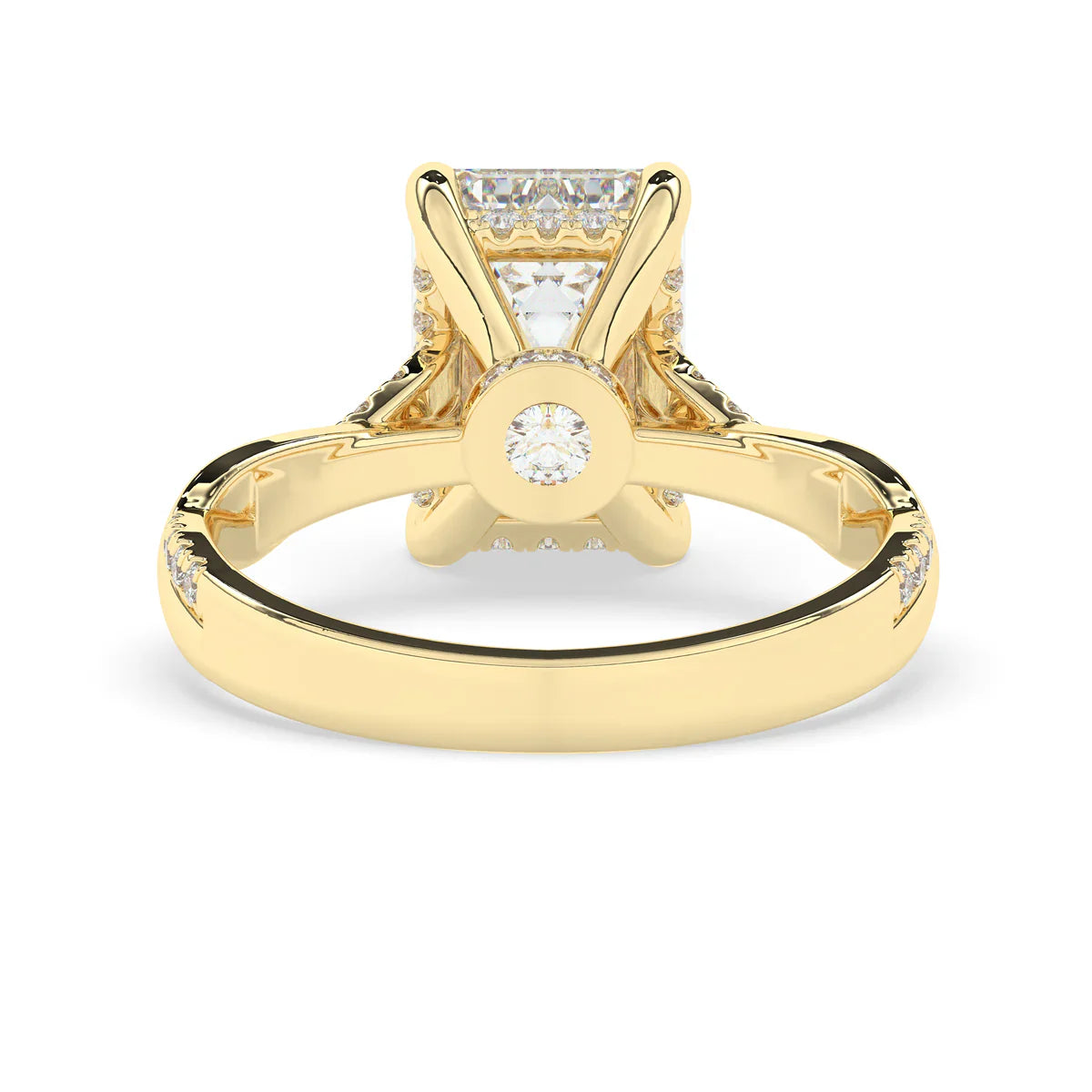 Stunning 3.0 CT Emerald Moissanite Engagement Ring with Hidden Halo & Twisted Pave Design 3