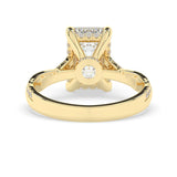 Stunning 3.0 CT Emerald Moissanite Engagement Ring with Hidden Halo & Twisted Pave Design 3