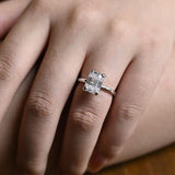 Stunning 1.0 - 2.0 CT Emerald Moissanite Engagement Ring with Hidden Halo Design 6