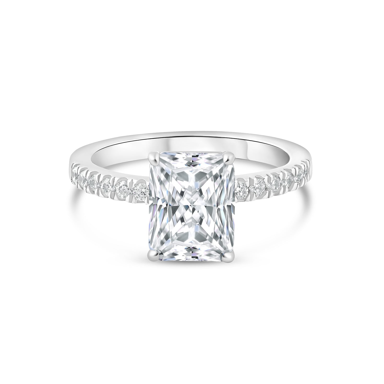 Stunning 3.0 CT Radiant Moissanite Engagement Ring with  Pave Design 1