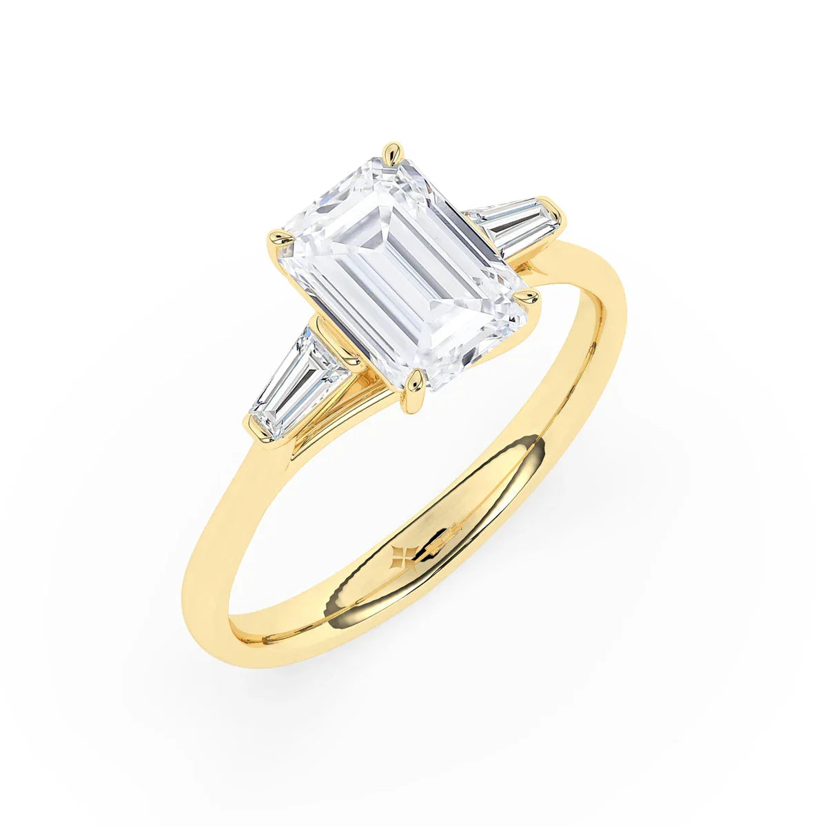 Stunning 2.0 CT Emerald Moissanite Engagement Ring with Three Stone Design 4