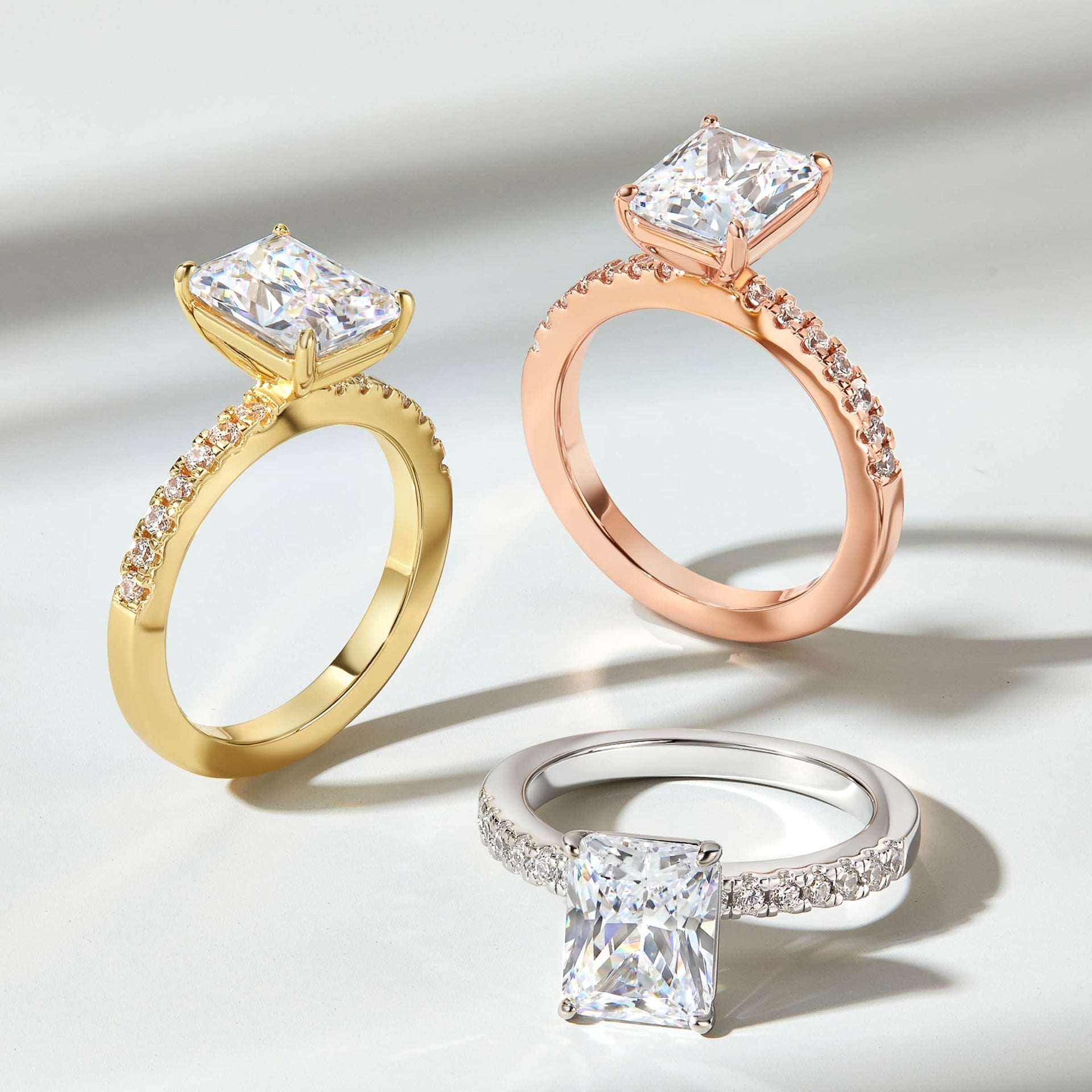Stunning 3.0 CT Radiant Moissanite Engagement Ring in Pave Design 5