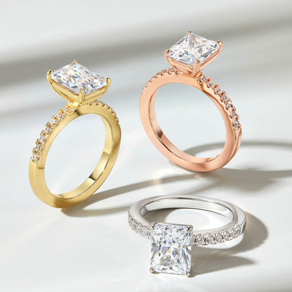 Stunning 3.0 CT Radiant Moissanite Engagement Ring in Pave Design 5