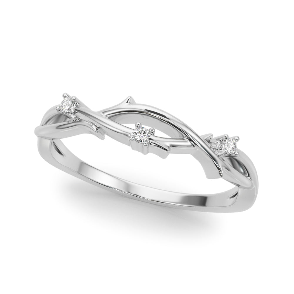 Stunning 0.10 CT Round Moissanite Stones Twig Wedding Bands 1