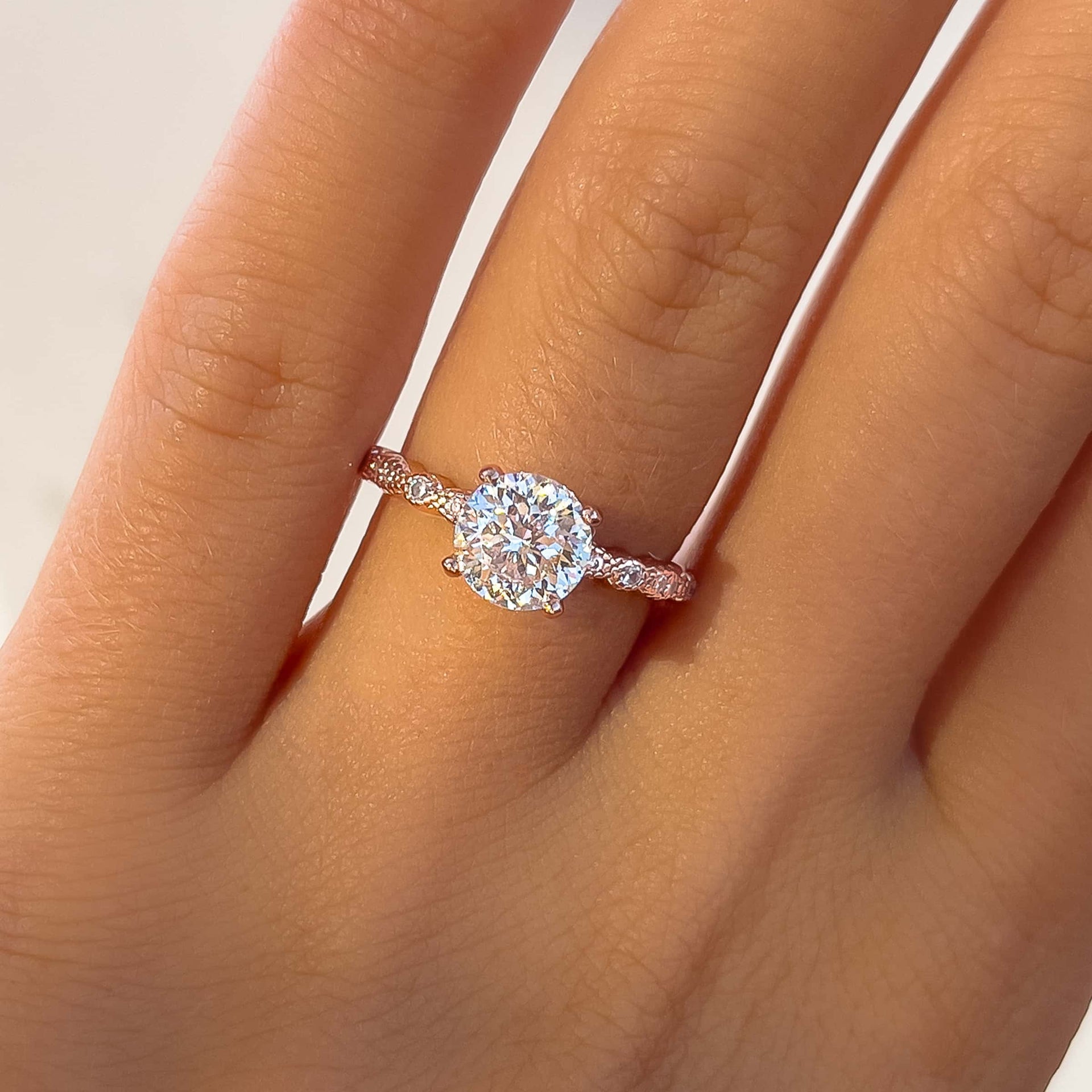 Stunning 1.5 CT Round Moissanite Engagement Ring in Pave Design 9