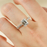 Stunning 1.0 - 2.0 CT Emerald Moissanite Engagement Ring with Hidden Halo Design 6