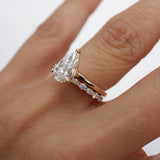 Stunning 0.4 TCW Marquise & Round Moissanite Stones with Alternate Wedding Bands 4