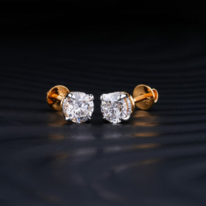 2.0 TCW Round Cut Moissanite Stud Earrings in Gold